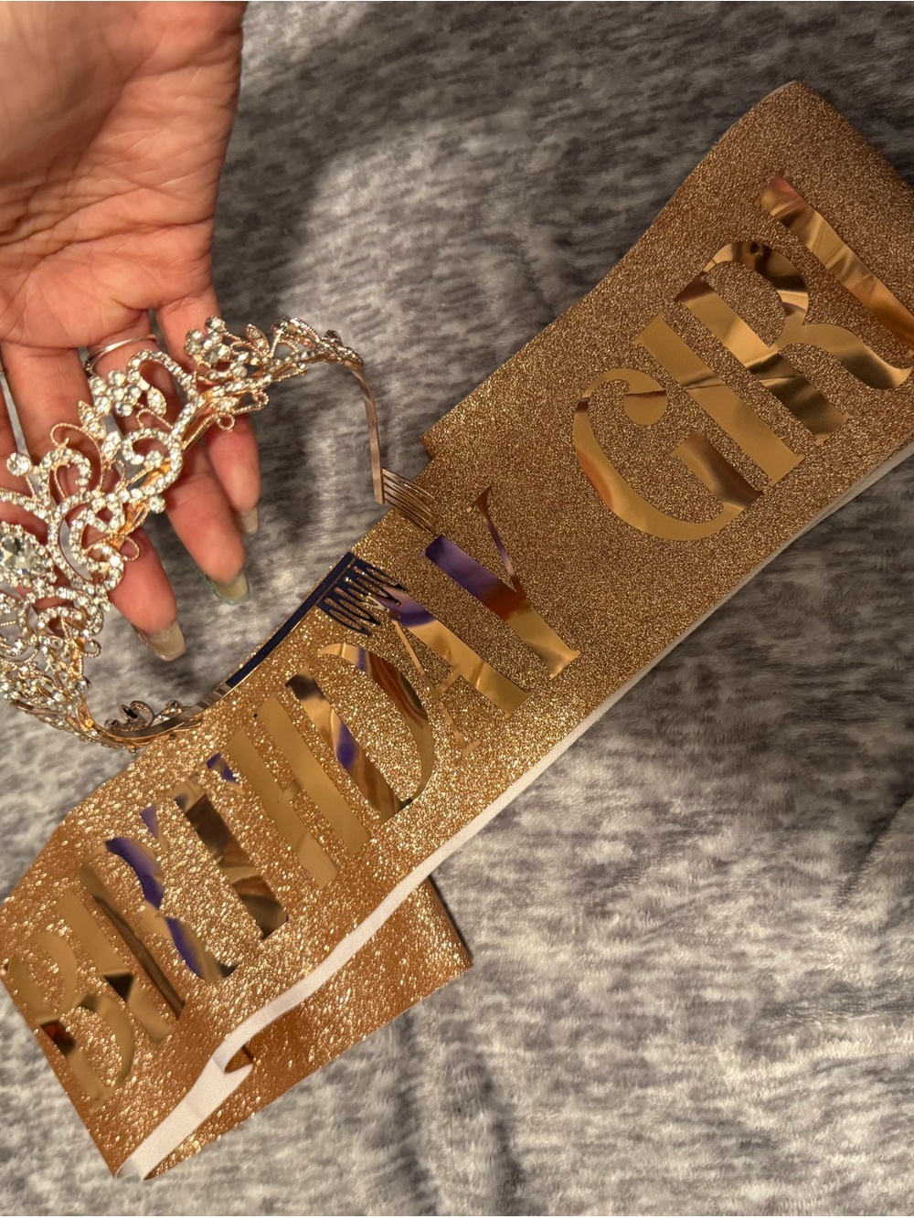 Gold "Birthday Girl" Sash with Crystal Tiara